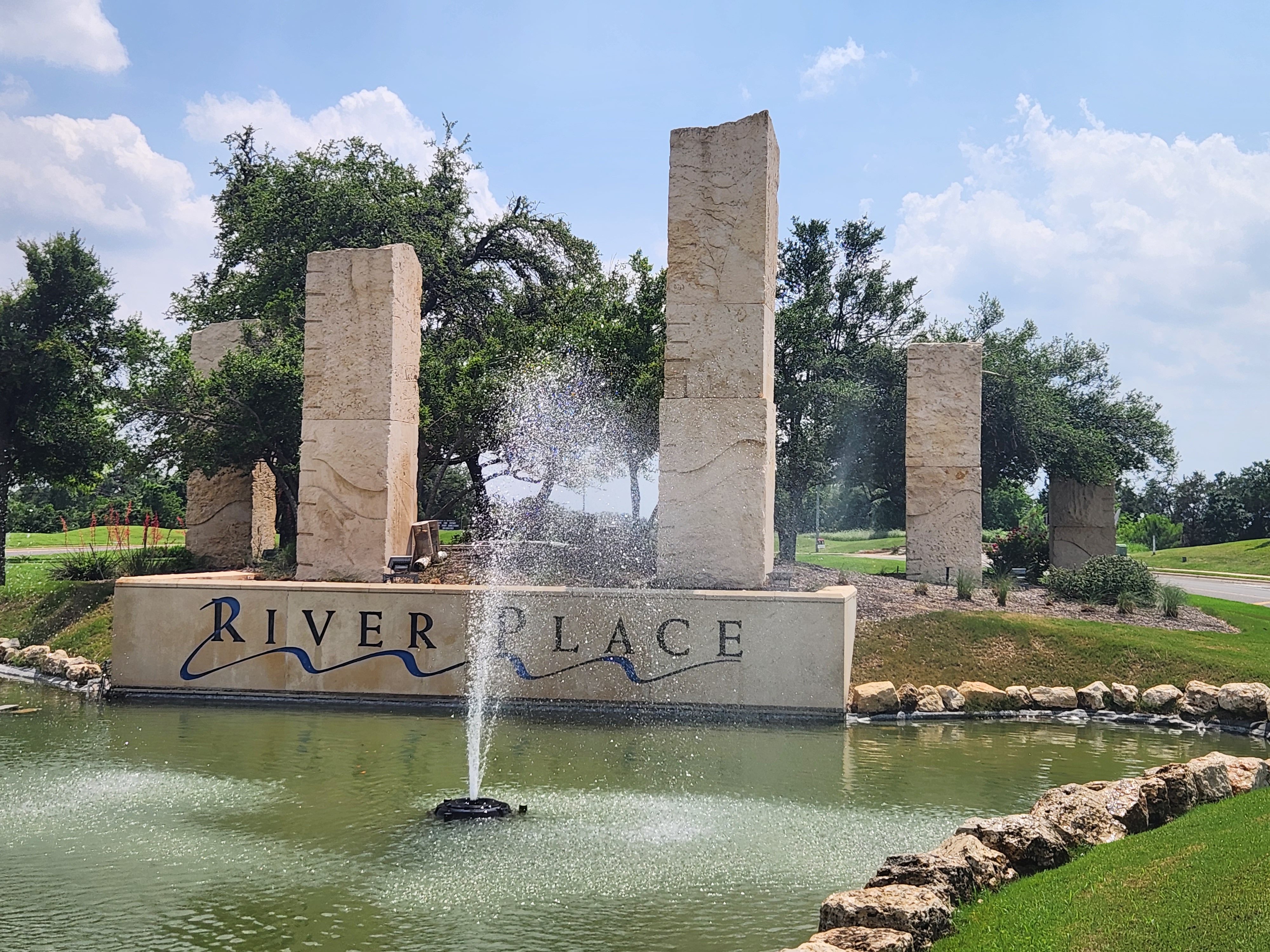 River Place Entry Monument Limestone Cleaning